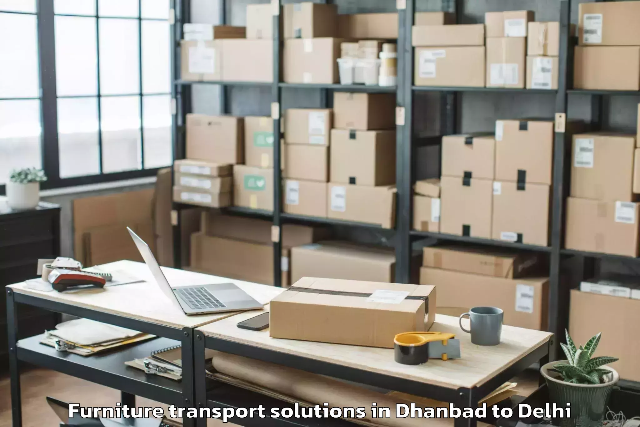 Top Dhanbad to Jhilmil Furniture Transport Solutions Available